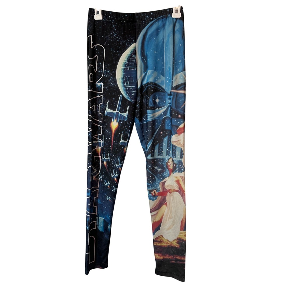 Star Wars Mighty Fine Darth Vader Princess Leia Graphic Leggings Womens Medium